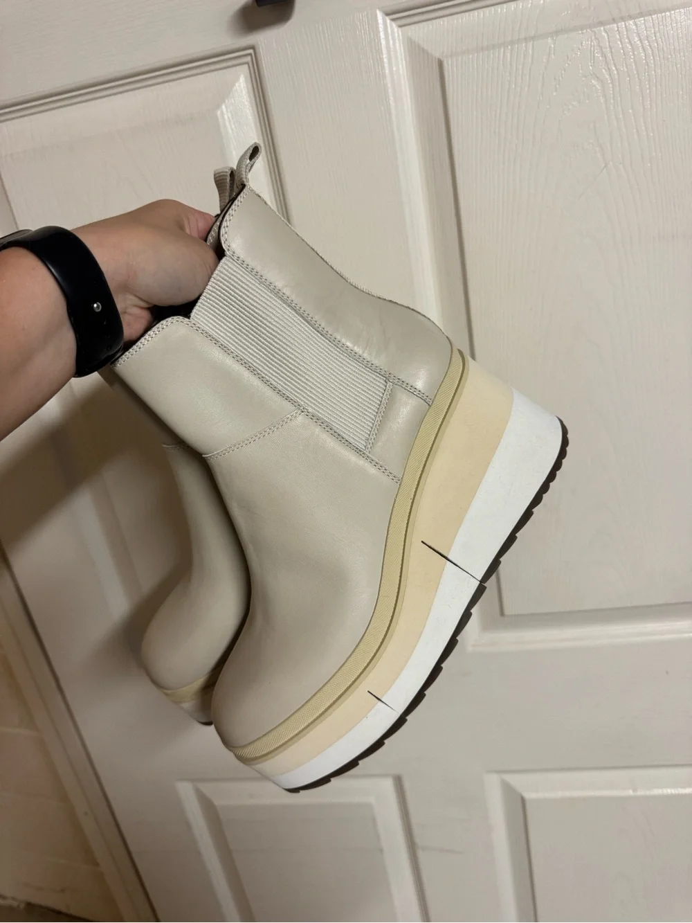 Naked Feet Cream Platform Chelsea Boot